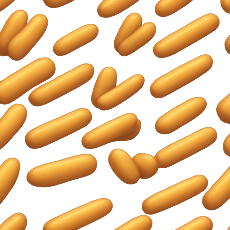 genmoji: 3 golden-brown ladyfinger three whole ladyfingers placed side by side in a 45-degree or isometric 3D angle