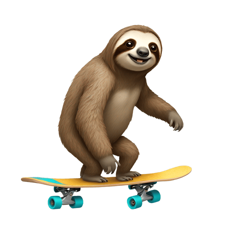 絵文字：Sloth on a skateboard