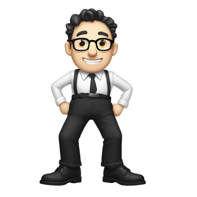 genmoji : Tom Kenny portant une épaisse jupe noire avec des chaussures