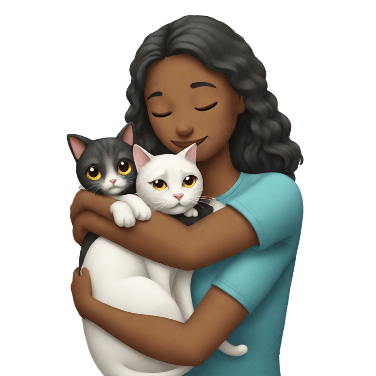 絵文字：woman hugs cat