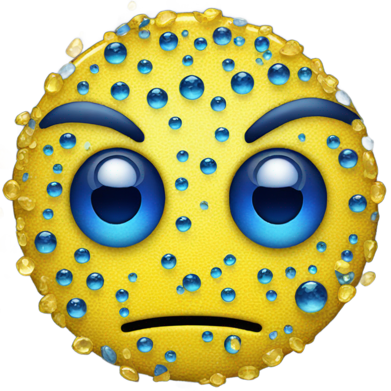 genmoji：一个戴着深蓝色宝石眼睛的黄色圆形笑脸表情符号