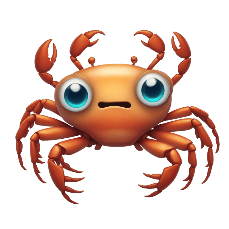genmoji : crab with 8 legs and 4 eyes make one eye glowing