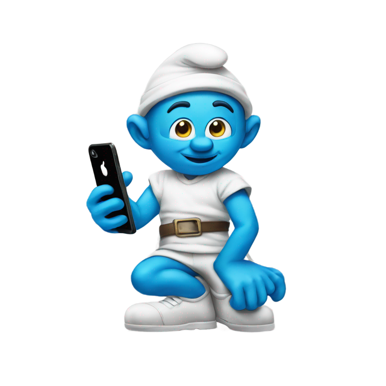 genmoji: a smurf with a phone