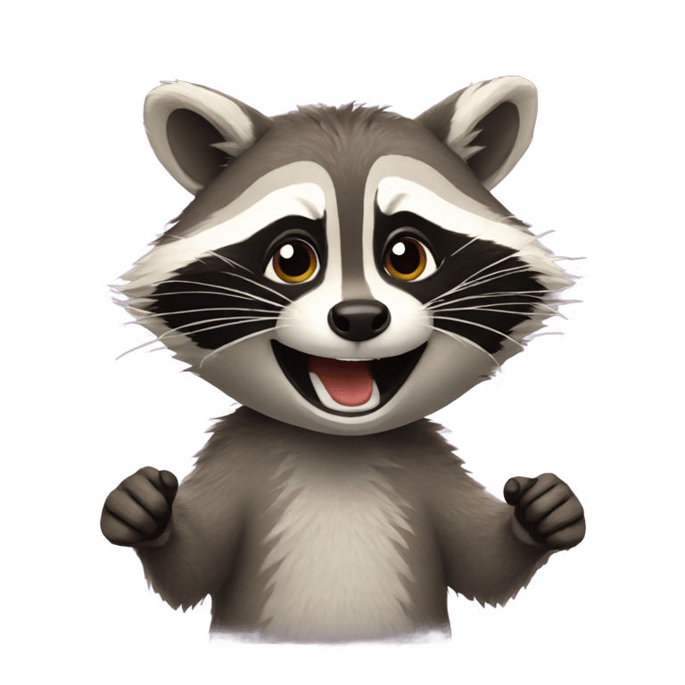 genmoji : Raccoon cheering saying "Racct"