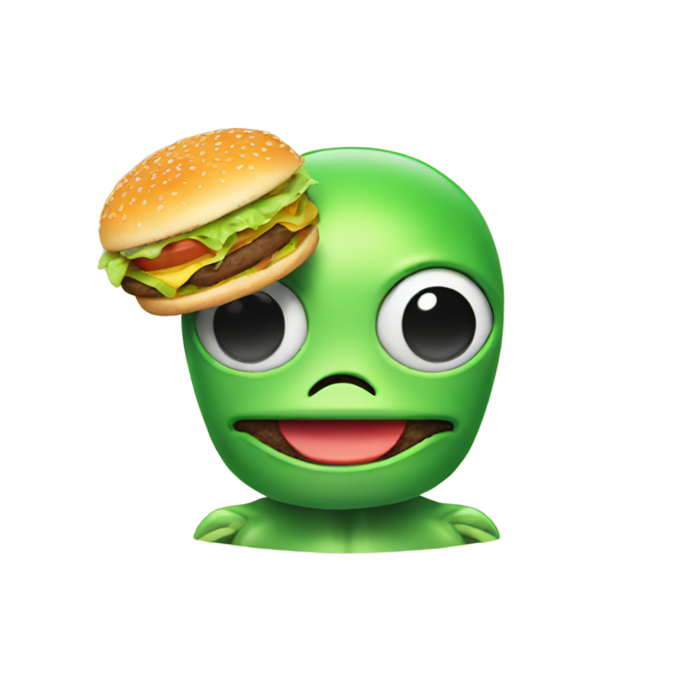 絵文字：バーガーを食べるエイリアン