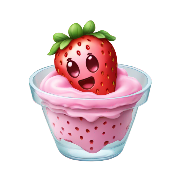 genmoji：玻璃碗中的草莓冰淇淋