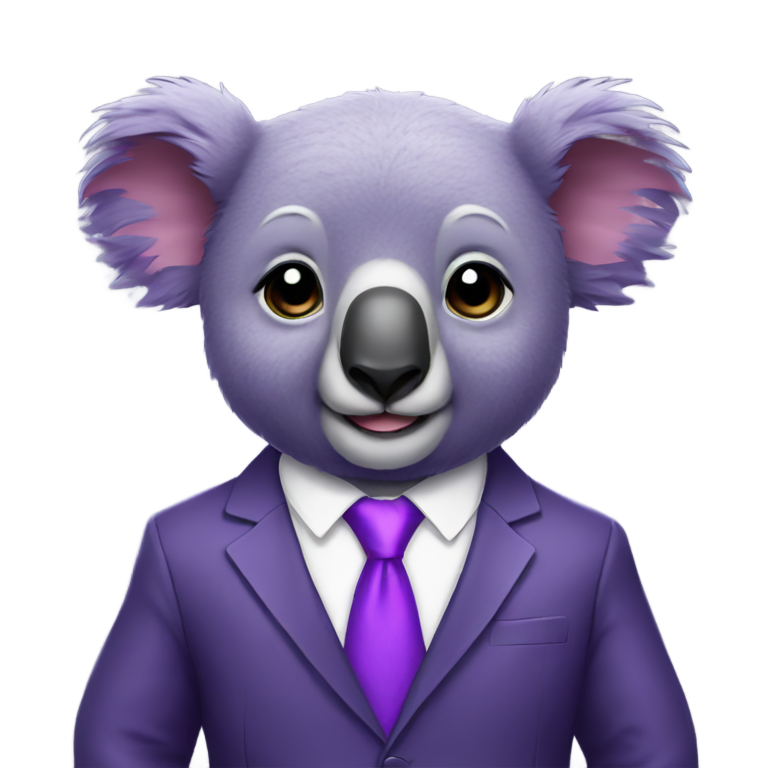 genmoji: purple koala with suit on