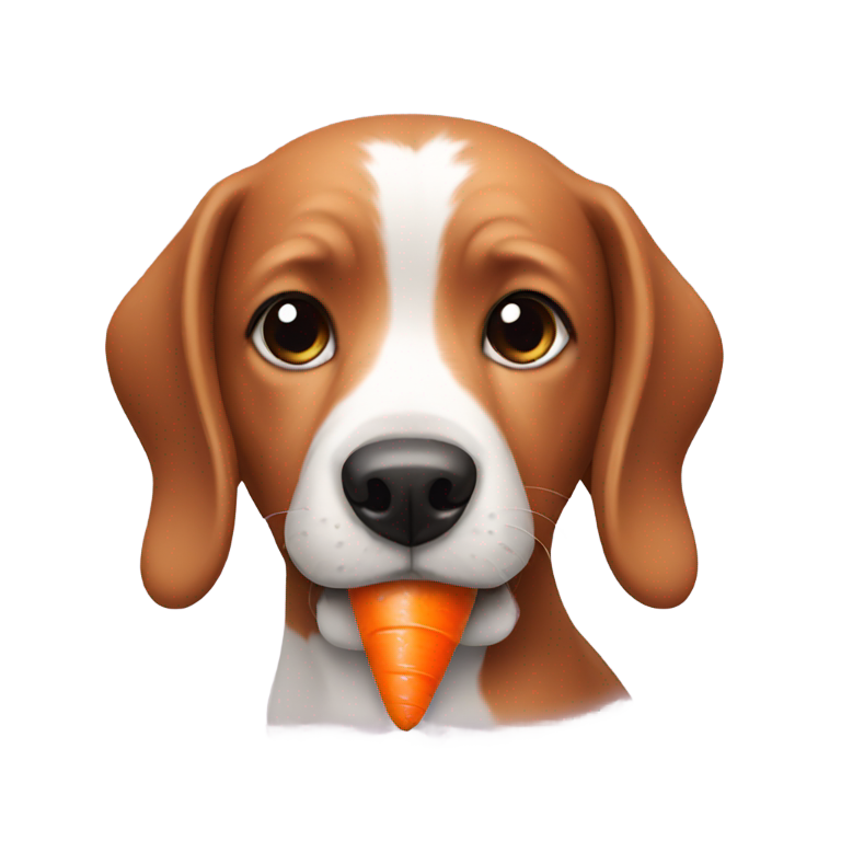 genmoji：狗狗拿着胡萝卜