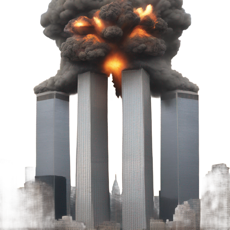 genmoji : Tours jumelles explosant, avion