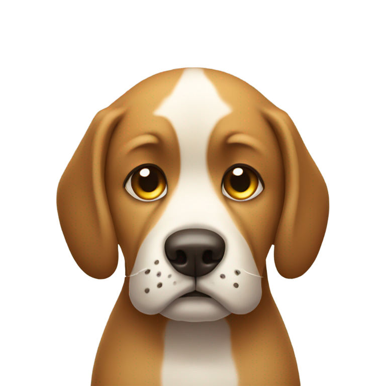 genmoji: Make a sad dog emoji  with visible tears and making a sad face