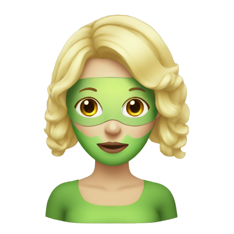 genmoji: blonde with cucumber mask on her face