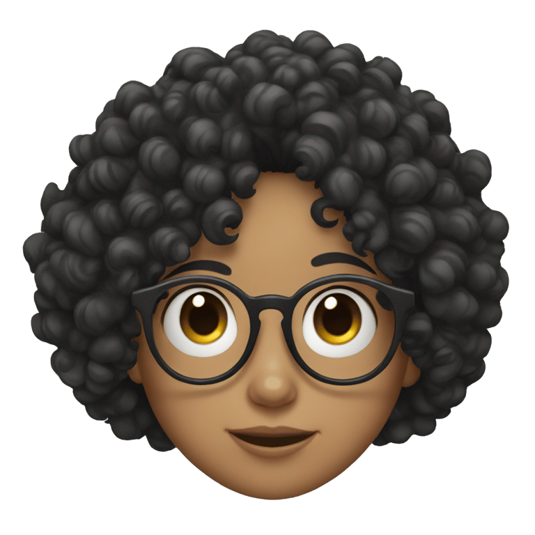 絵文字：Girl with black curly hair and glasses