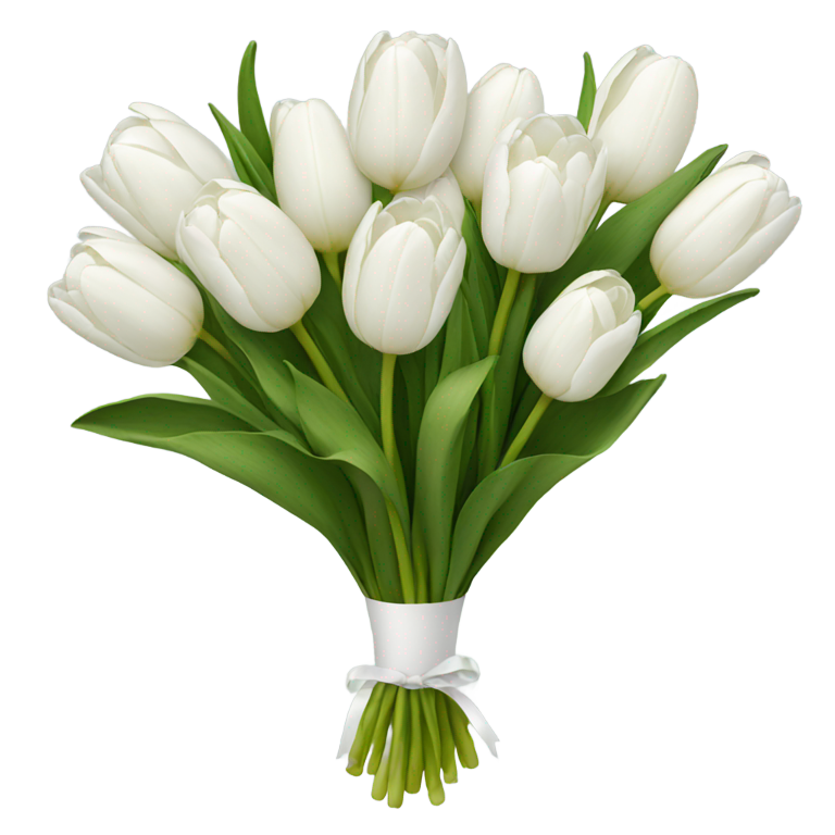 genmoji: bouquet of white tulips