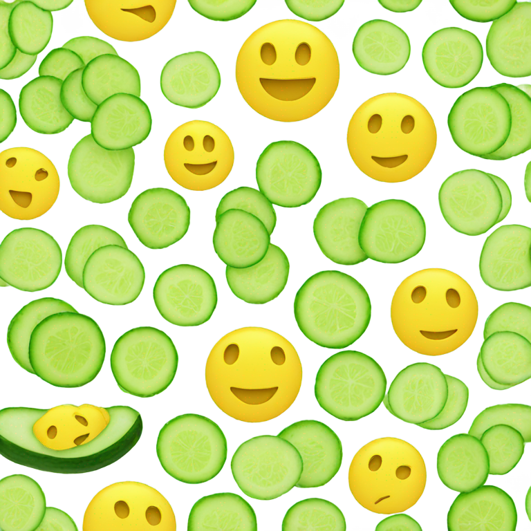 genmoji：黄色笑脸表情戴着黄瓜片