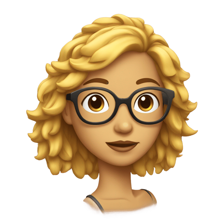 絵文字：chica con pelo ondulado y gafas