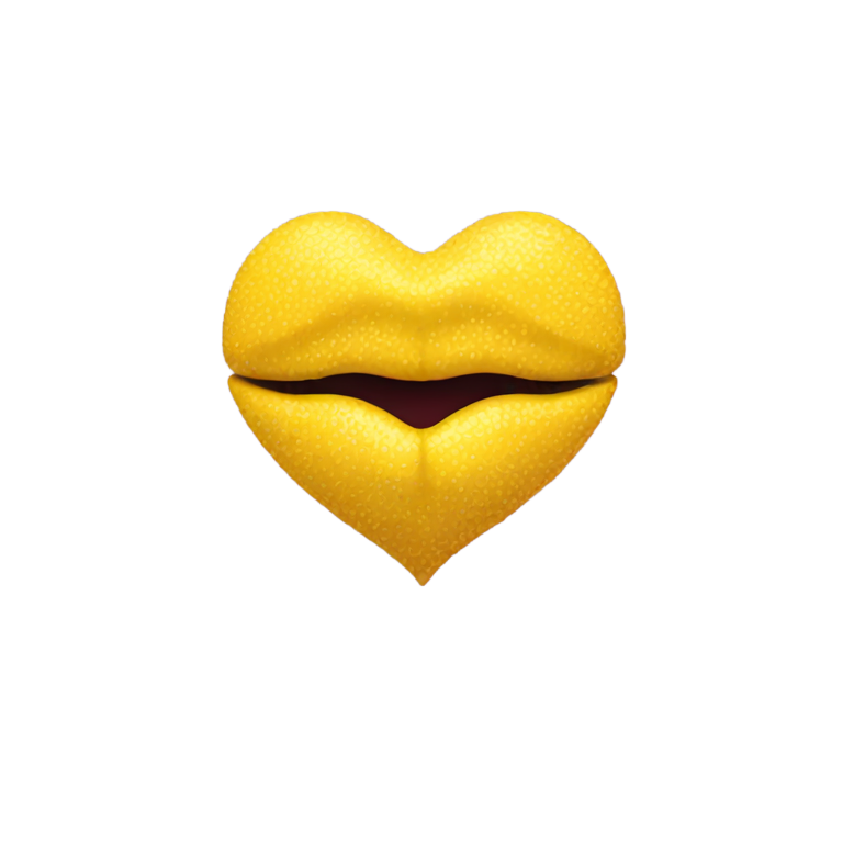genmoji: Yellow heart forming between two kissing lips
