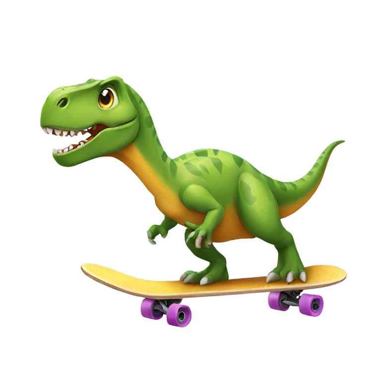 genmoji : Dinosaure avec skateboard