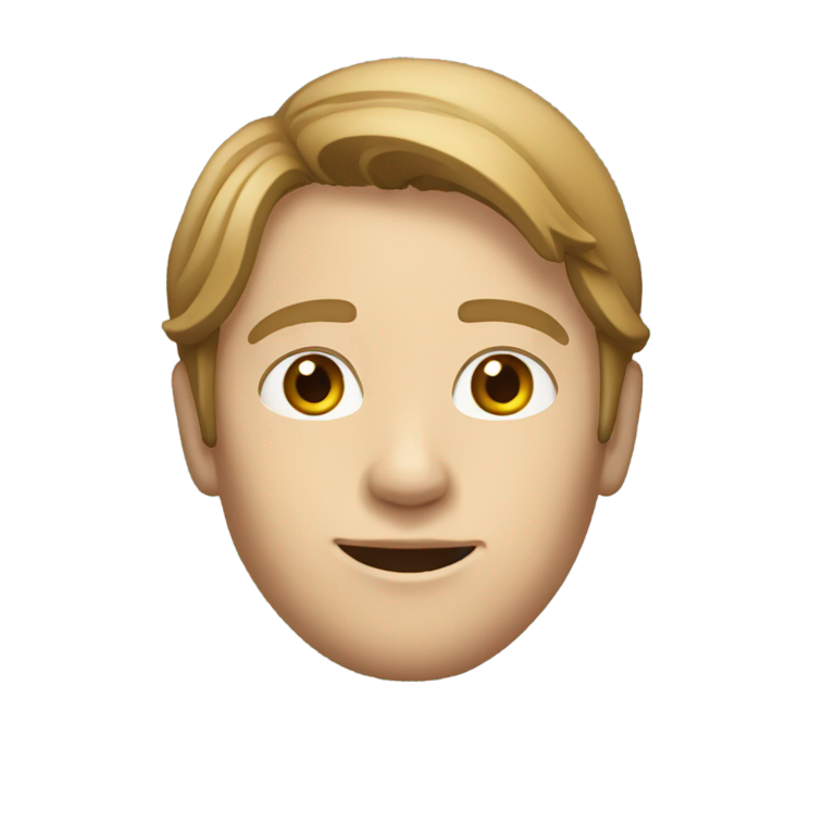 genmoji：创作一个年轻男子现实主义表情符号风格图像，男子留着中等长度的浅棕色直发，部分遮盖面部。