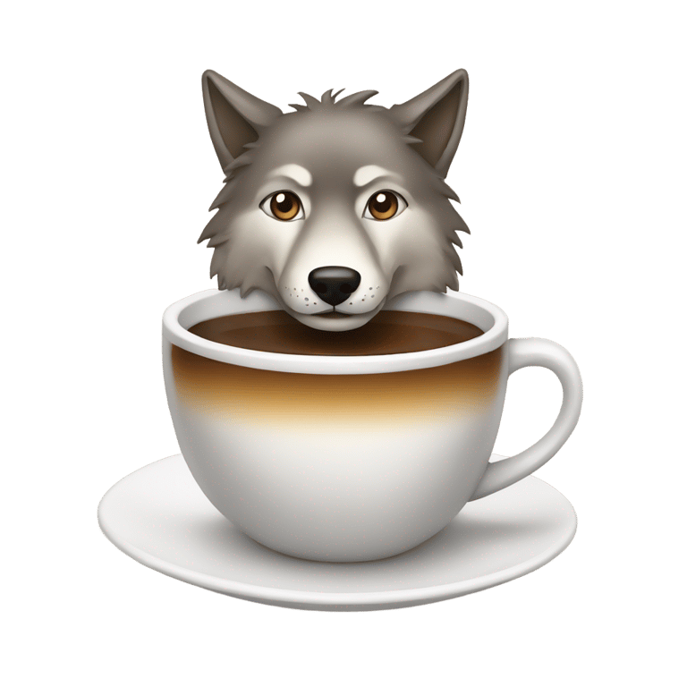 genmoji: Wolf in coffee