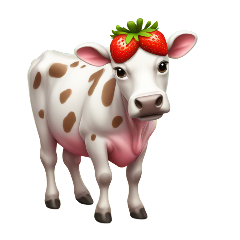 genmoji：strawberry cow, full body shot
