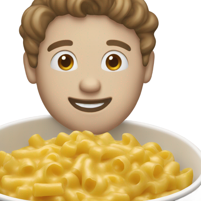 genmoji: a bowl of Mac and cheese