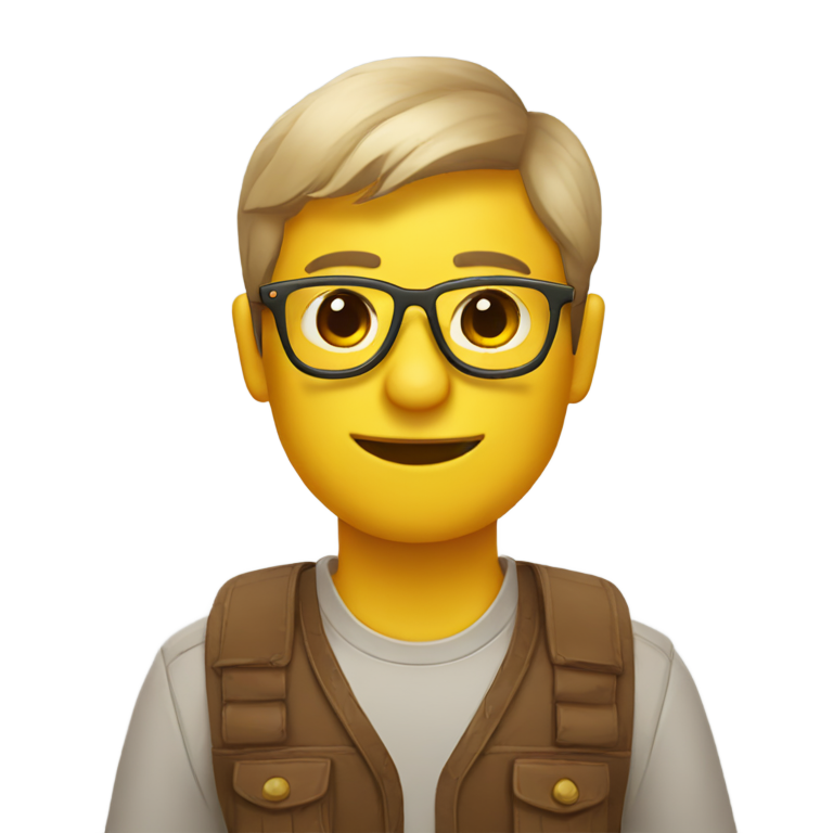 genmoji: Yellow duolingo With Triangle Brown glasses