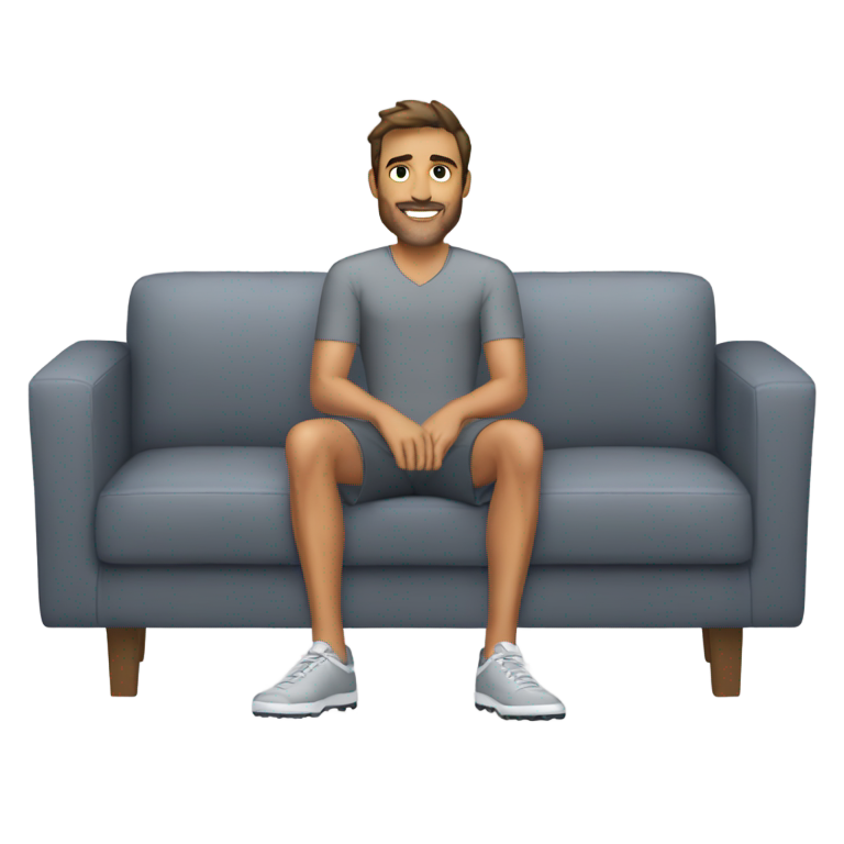 genmoji：克里斯·温德洛夫斯基穿着灰色短裤坐在沙发上