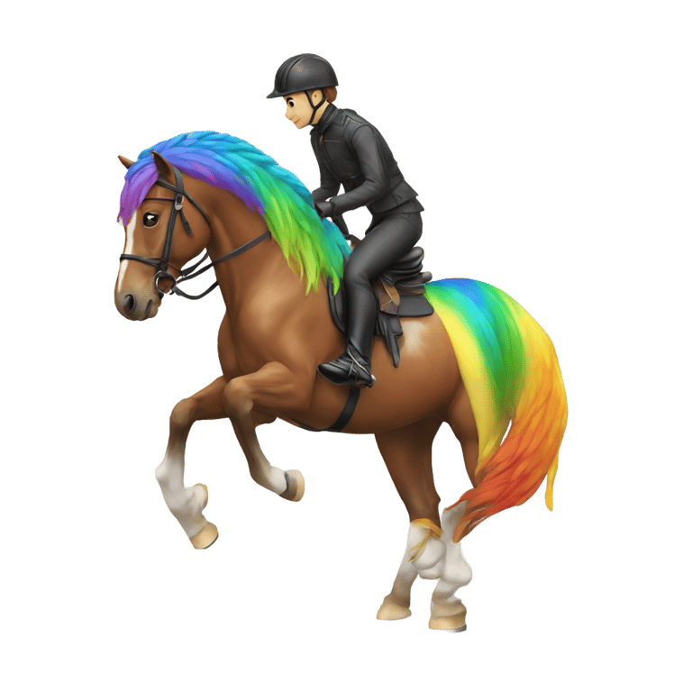genmoji : Rainbow horse with rider