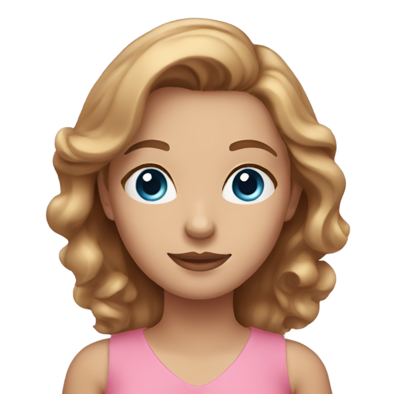 genmoji: woman with light brown hair, blue eyes, and a pink dress