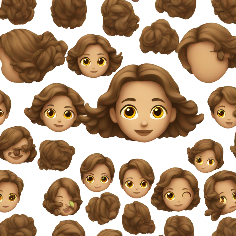 genmoji：Girl white, with brown drak hair, eyes brown ligh