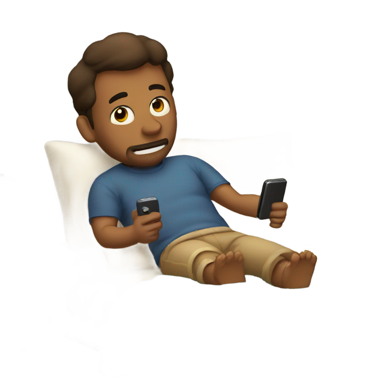 genmoji：懒汉在床上看手机