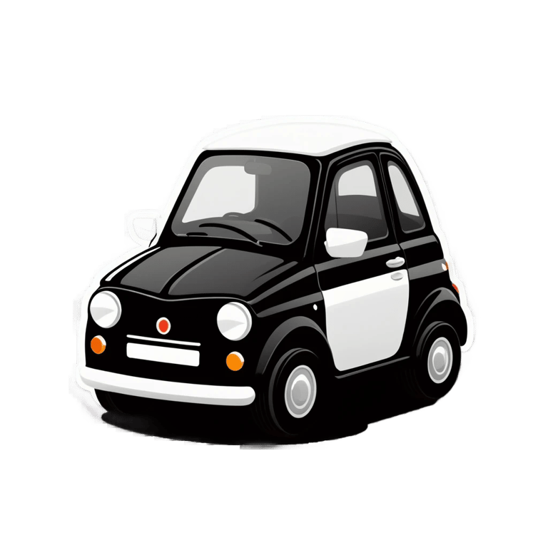 絵文字：黒と白の小さくて可愛い車