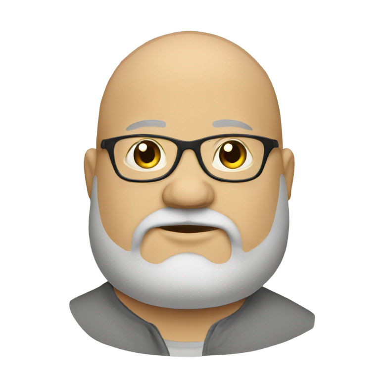 genmoji：戴眼镜的胖秃头胡子自闭症男子