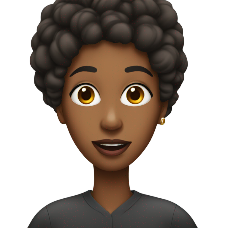 genmoji : Femme noire avec une longue langue pointue dépassant son menton