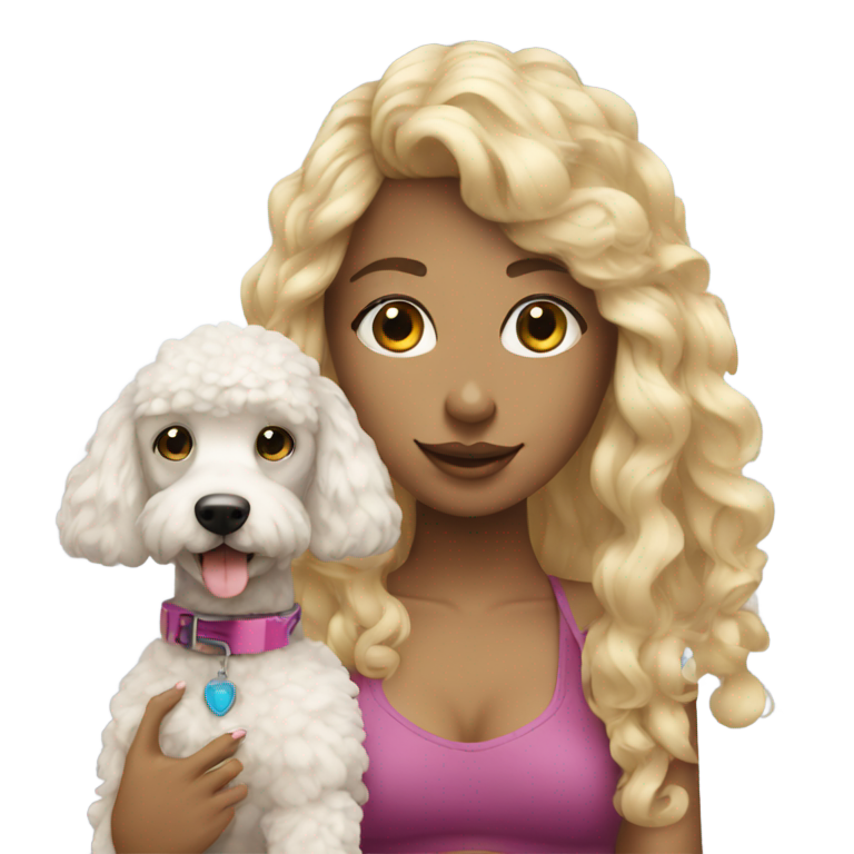 genmoji : Fille avec platine de DJ et caniche