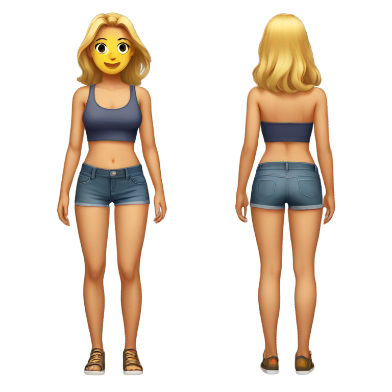 genmoji：短腰女孩，露脐装，暴露衣物，大胸。
