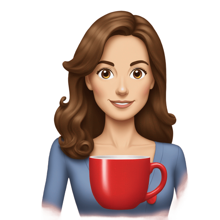 絵文字：Kate Middleton drinking coffee from a large red mug