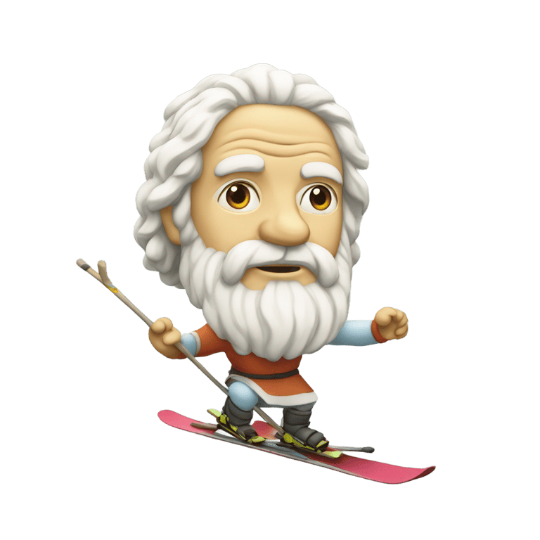genmoji: Socrates skiing