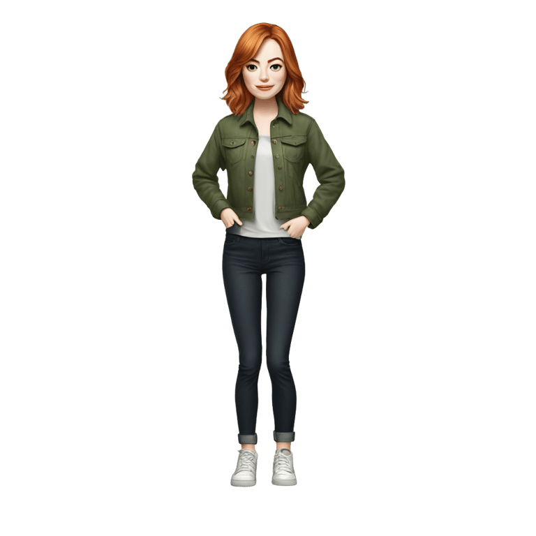 genmoji：emma stone standing on a rock