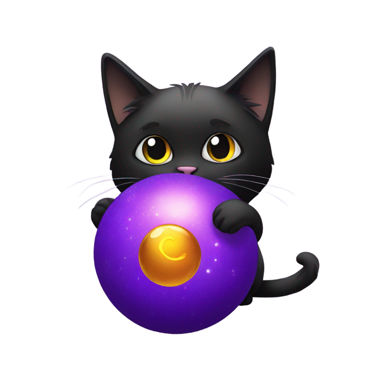 genmoji: Goth cat with magic ball