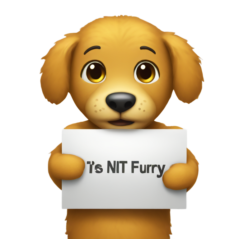genmoji: Smiley holding a sign saying "ANTI-FURRY"