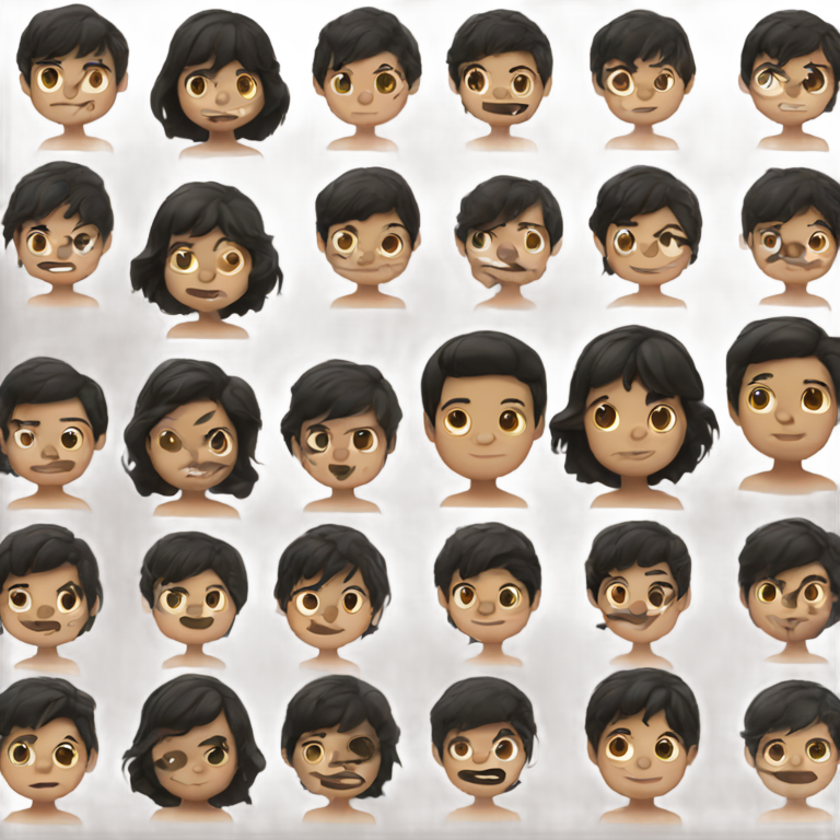genmoji：8岁黑发米色皮肤男孩
