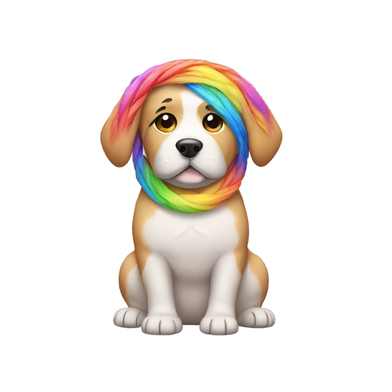 genmoji: Fat dog with rainbow headband