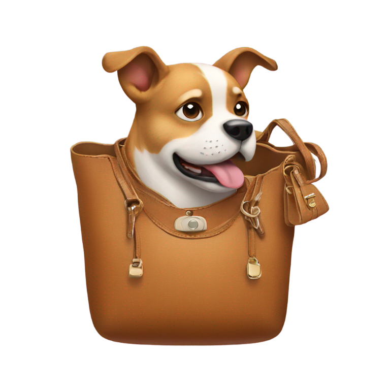 genmoji : Un chien avec un sac à main