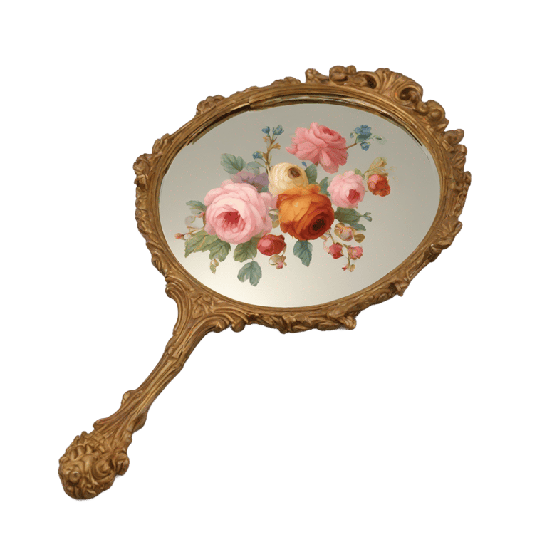 絵文字：floral rococo vintage hand mirror