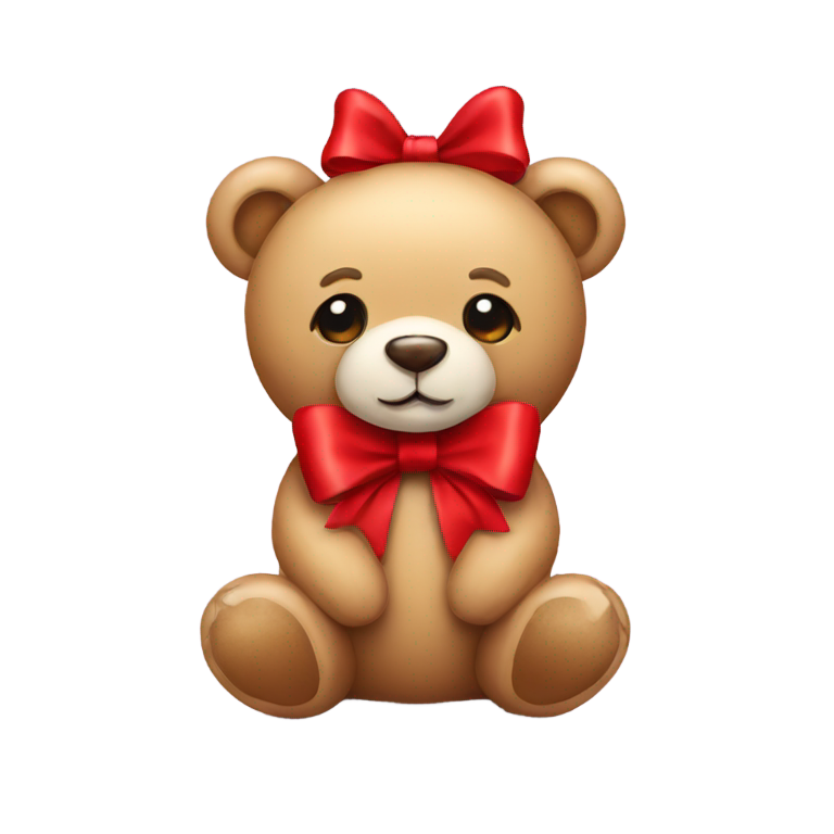 genmoji: teddybear with a red bow
