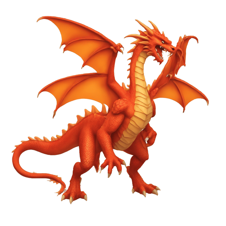 絵文字：A red dragon fighting an orange dragon with a scar on its face