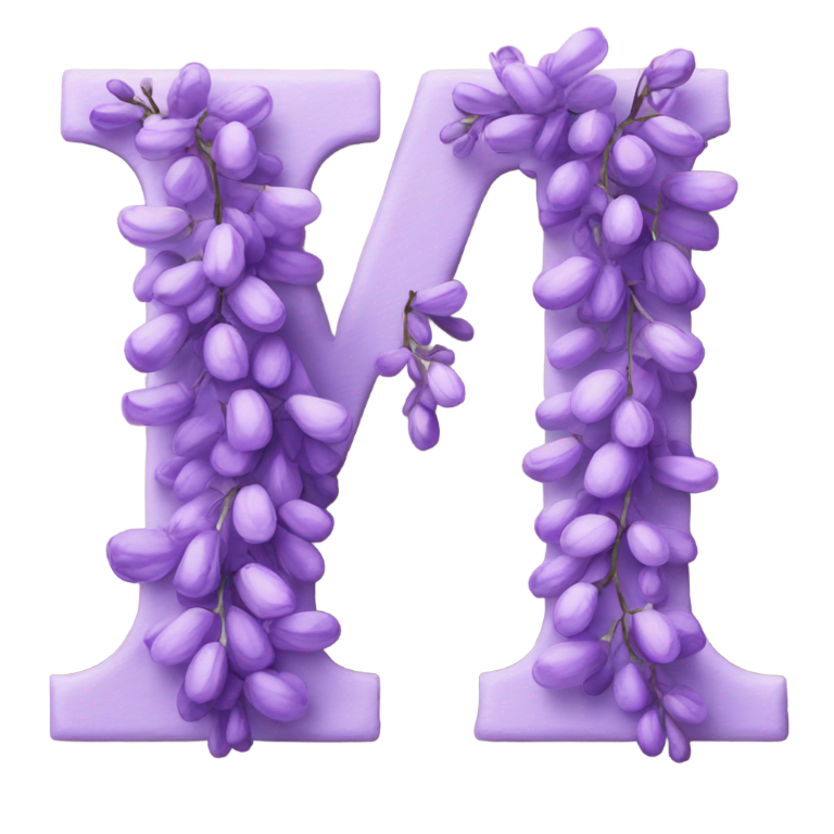 genmoji: Letter w made out of wisteria lilac paint