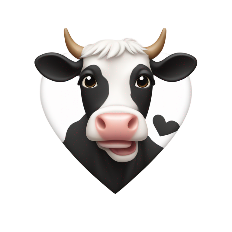 genmoji：白色心形牛脸表情符号