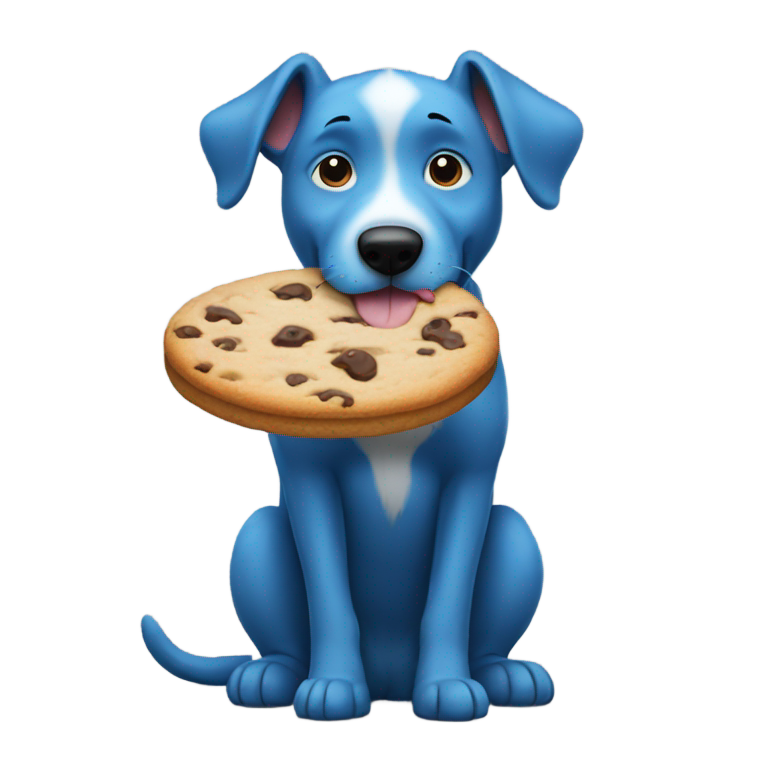 絵文字：青い犬がクッキーを食べる